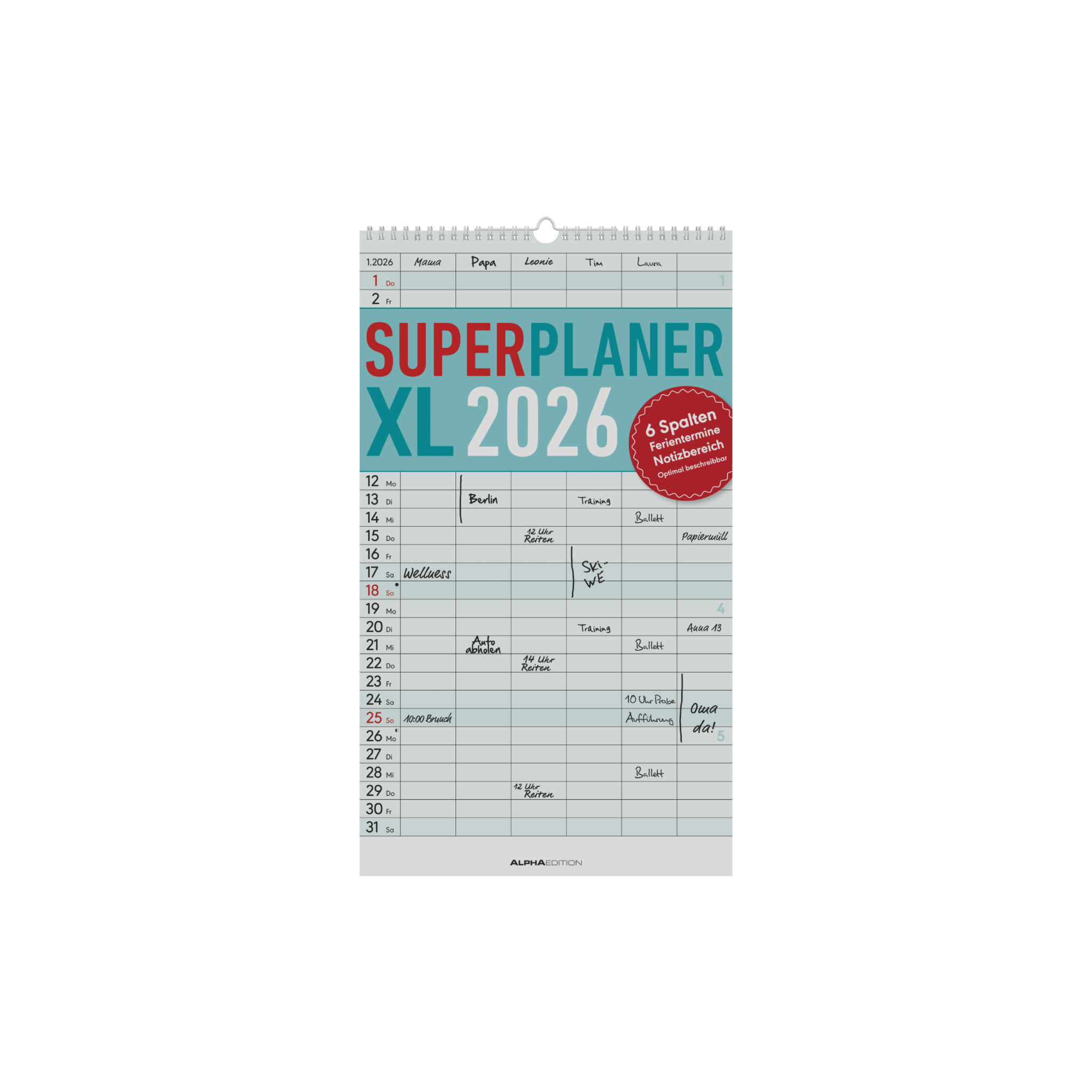 Superplaner XL 6 Spalten